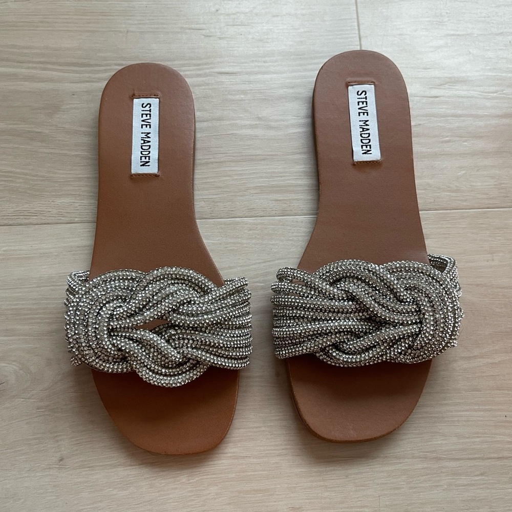 Steve Madden Silver and Tan Women's Sandals